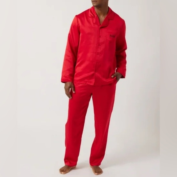 Dogg Supply Poly Red‎ Satin Men's Notched Collar Sleep Set size 3X - Picture 1 of 10